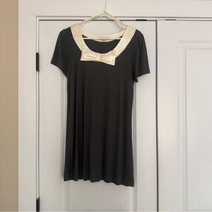 Forever 21 Charcoal and Cream Mini Dress with Bow